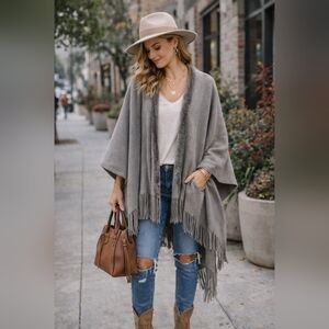 Cejon Beige Fringe Wrap